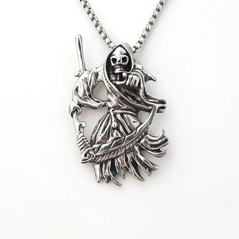 

Skull Pendant Necklace for Men - Halloween Gothic Grim Reaper Pendant Jewelry