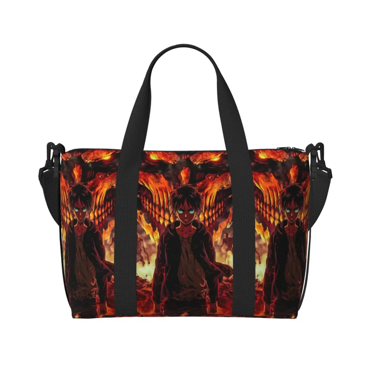 

Custom Attacks On Titans Beach Tote Bag Women Extra Large Gym Carry On Cartoon Anime Comic Film Travel Shopping Bags