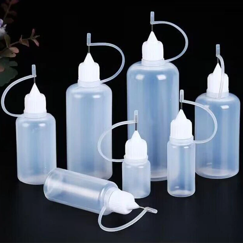 5/10/20/30/50/100ML Resuable Needle Tip Glue Applicator Plastic Bottle Essential Oil Injection Pigment Bottle