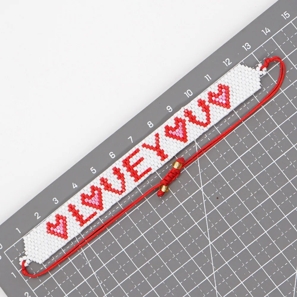 

Beaded bracelet Heart shape Geometry Hand-woven Adjustable Trend LOVE Bohemia Simple female Pattern Rice bead bracelet