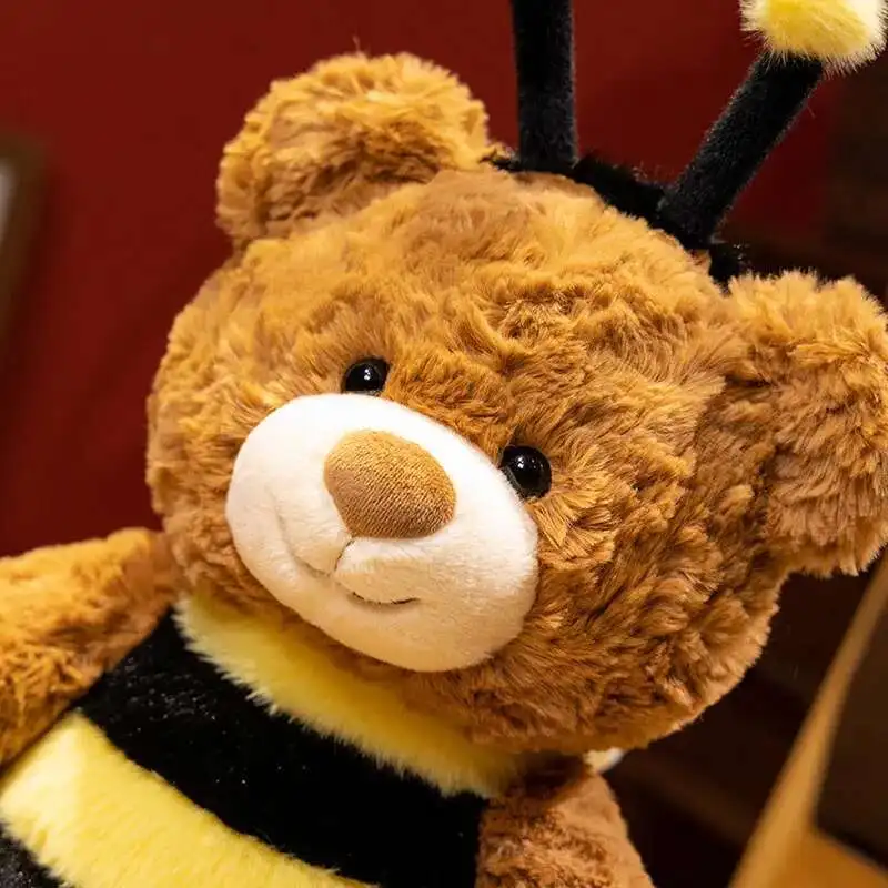 33CM Kawaii dessin animé abeille ours en peluche Animal en peluche poupée mignon insecte ours brun combinaison poupées cadeaux d'anniversaire pour enfants