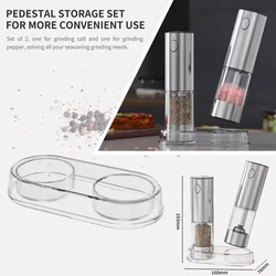 USB Rechargeable Automatic Pepper Grinder Salt And Pepper Mill Adjustable Coarseness Spice Grinder with LED Light for Kitchen