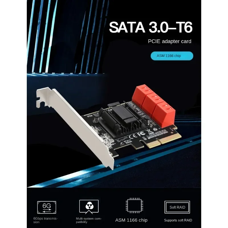 PCI-E to SATA3.0 PCI-T6 sata Enables the SSD conversion expansion card ASM1166