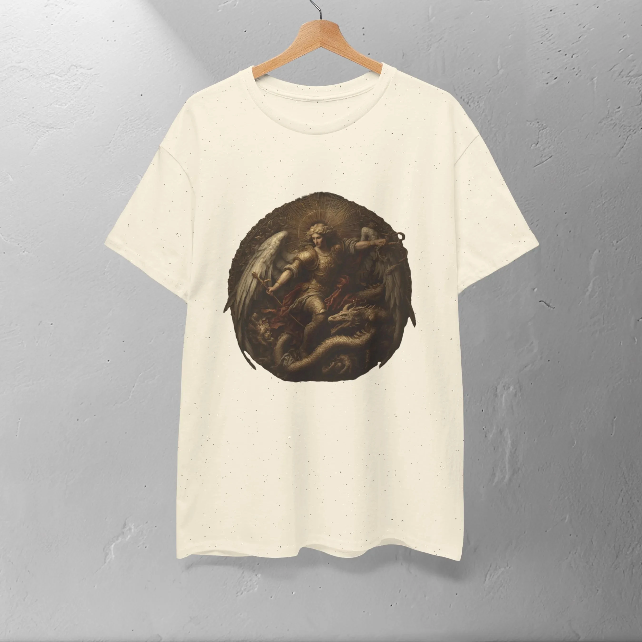 تي شيرت الحماية المسيحية تي شيرت جرافيك ديني سانت مايكل قميص رئيس الملائكة هدية لمحبي الفن تي شيرت سانت مايكل الكاثوليكي