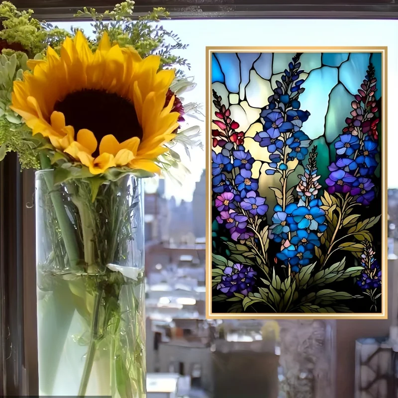 زهور ملونة لنافذة المنزل ، جدارية ذاتية اللصق ، خلفية ديكور الحائط ، غرفة المعيشة ، غرفة النوم ، المكتب ، 1: