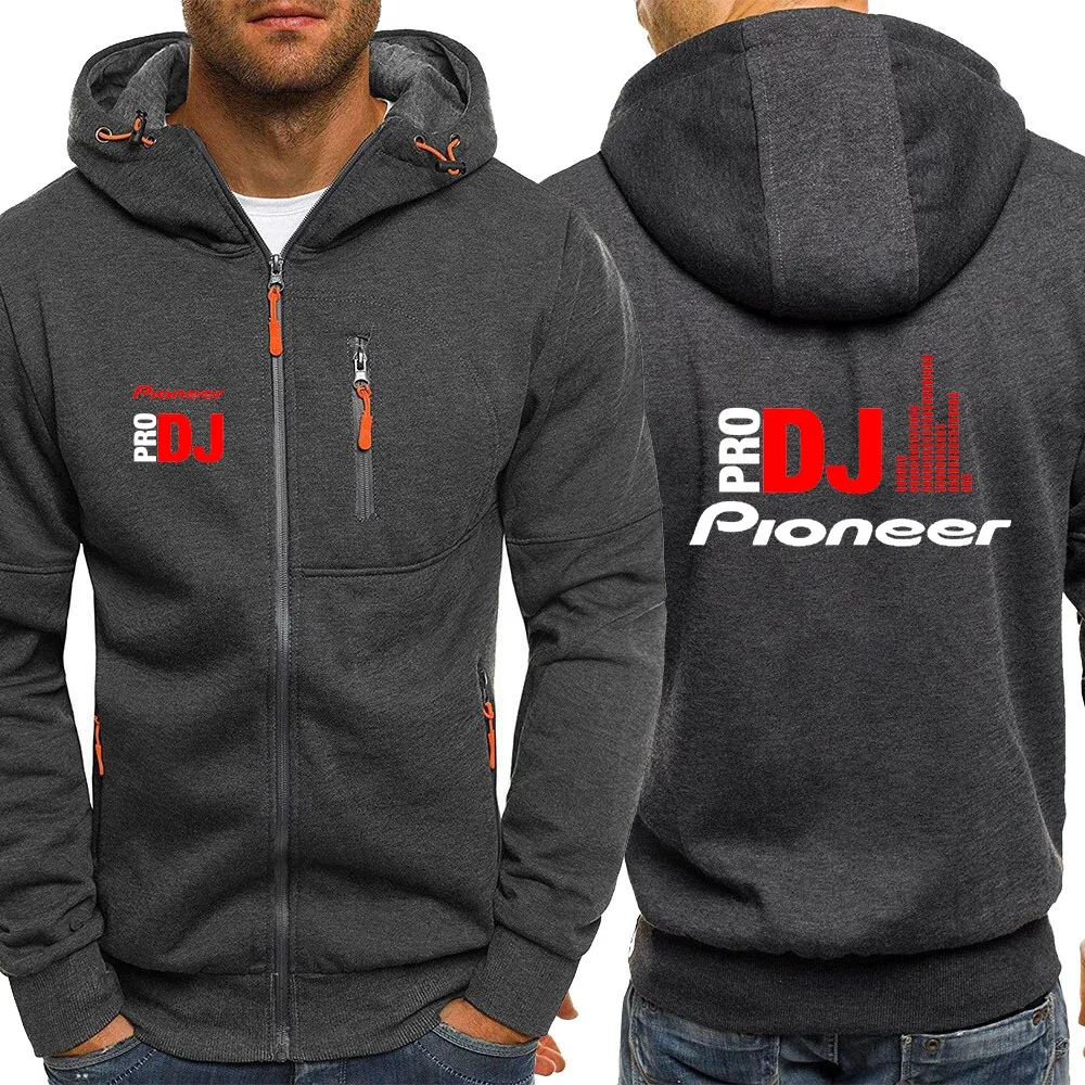 2024 Spring Autumn Men's DJ Pioneer PRO Logo Print Fashion Long Sleeve Zip Cotton Hip-Hop Harajuku Popular Hooded Casual Hoodies