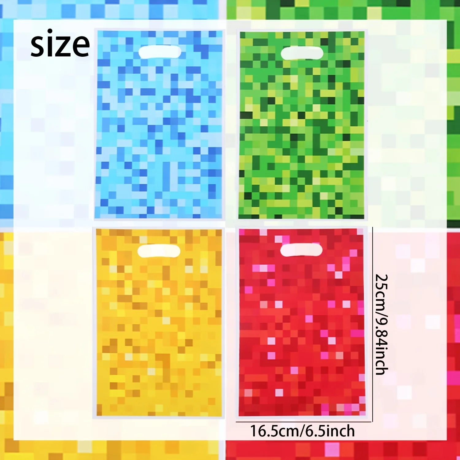 Pixel-Style Plastik-Partygeschenktüten Bunte Pixel-Geschenktüten für Themen-Geburtstagspartys Verpackungszubehör – Detail 3