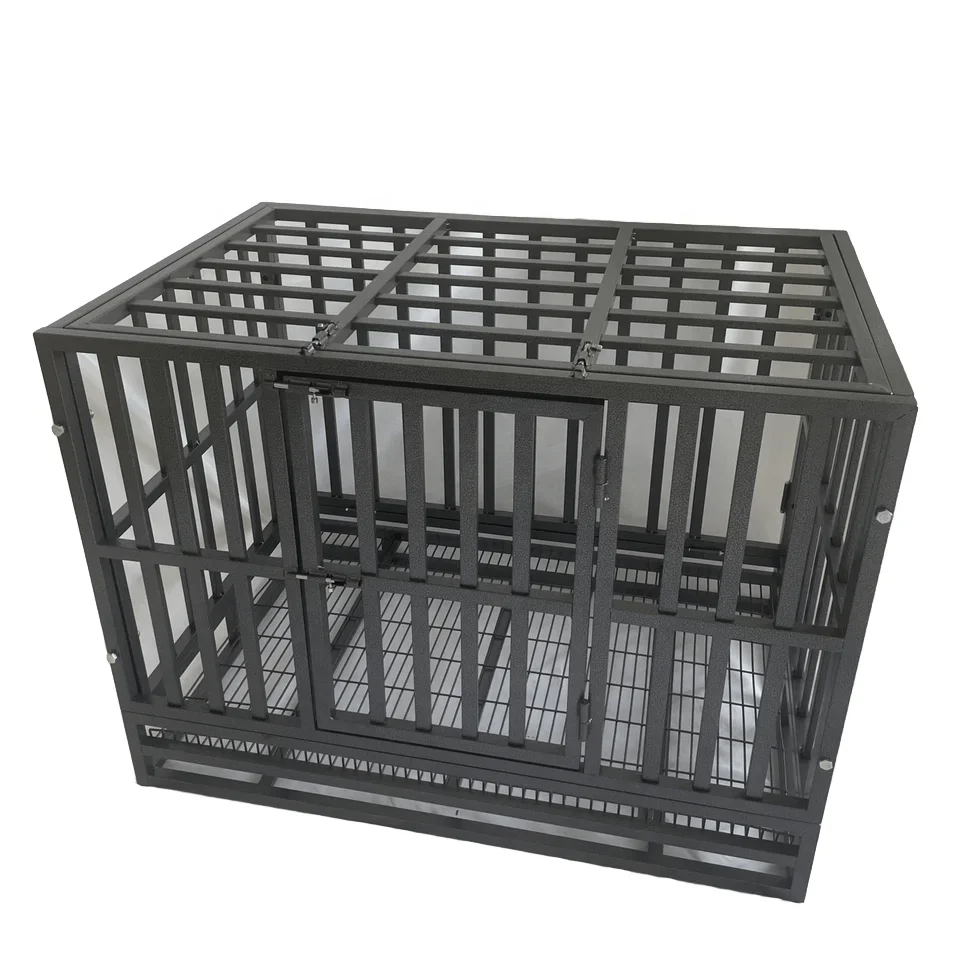 iron fence 37inch welded pet gates & pens Pet cages Heavy Duty Metal Basics Folding Metal Dog Crate cage  Panel dog kennel