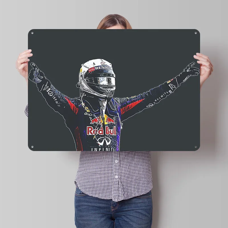 Sebastian Vettel 3D Texture Metal Poster Customized Wall Art Tin Sign Gift for Mancave Luxury Decoration Home Decorations House