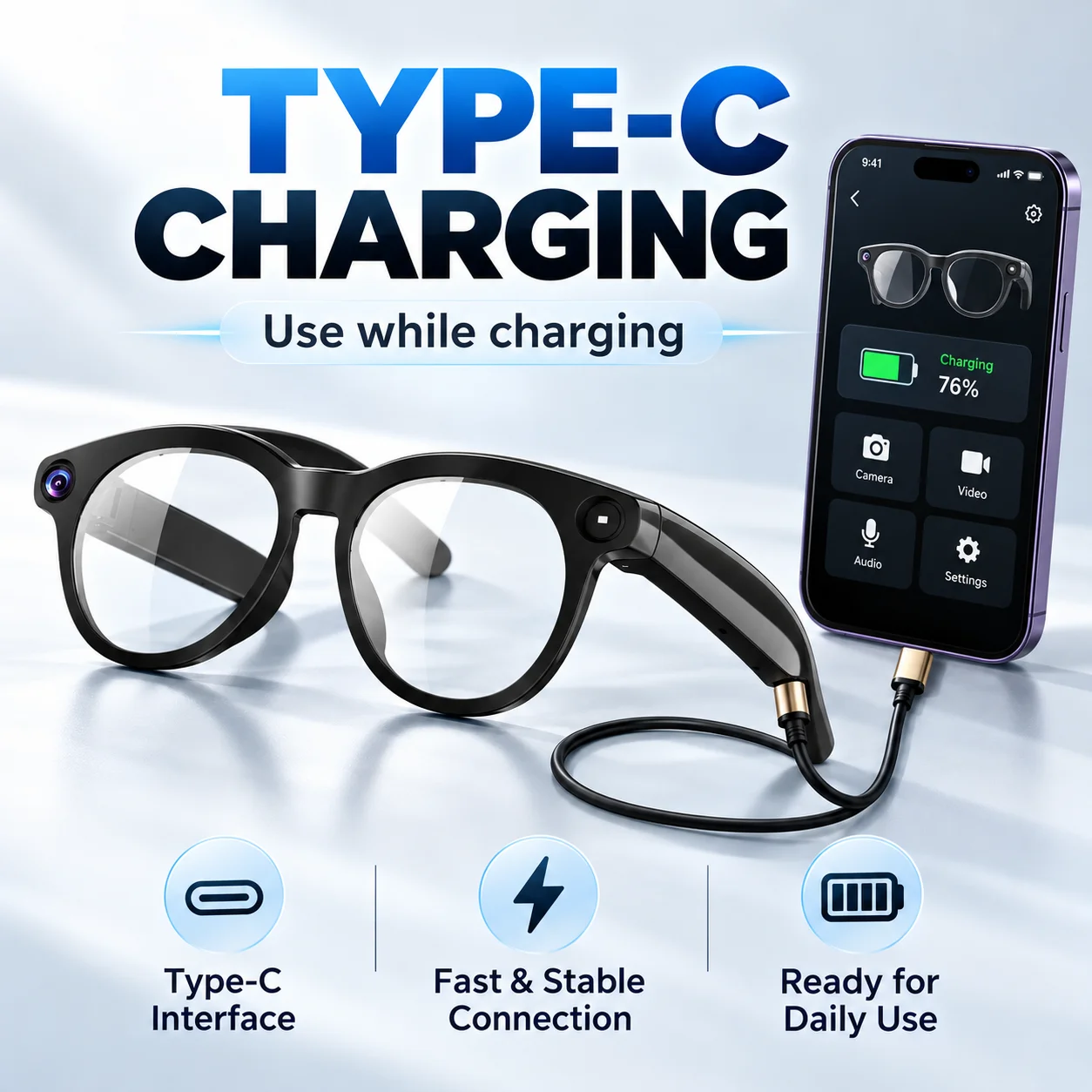 CY05 AIスマートグラス(カメラ搭載、1600x1200 - Smart Audio Glasses Touch Control のレビューと価格