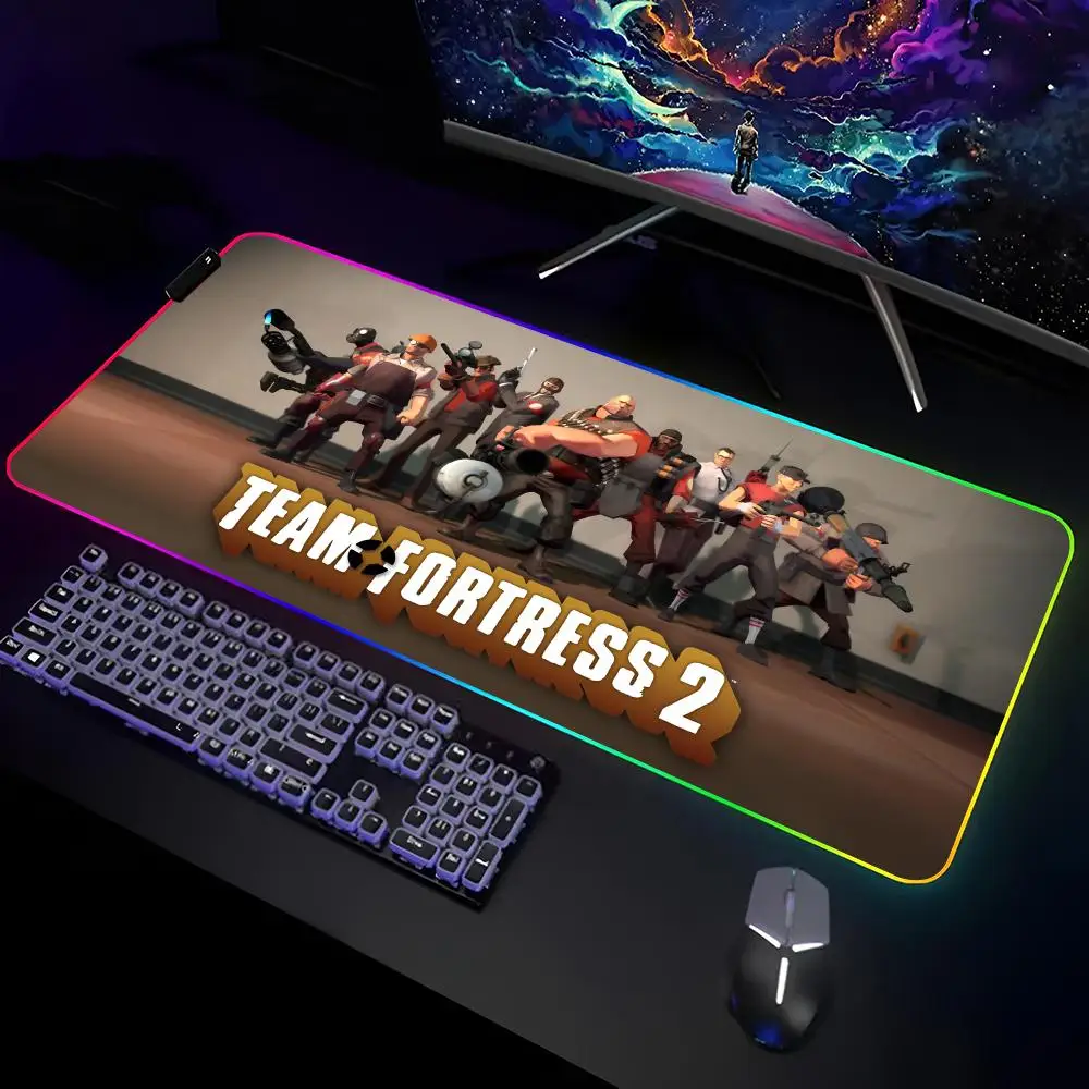 Team F-Fortress 2 Game Mouse Pad Gamer RGB Deskmat Keyboard Mat Gaming Laptops LED Mousepad Desk Protector Anime Mause Mats