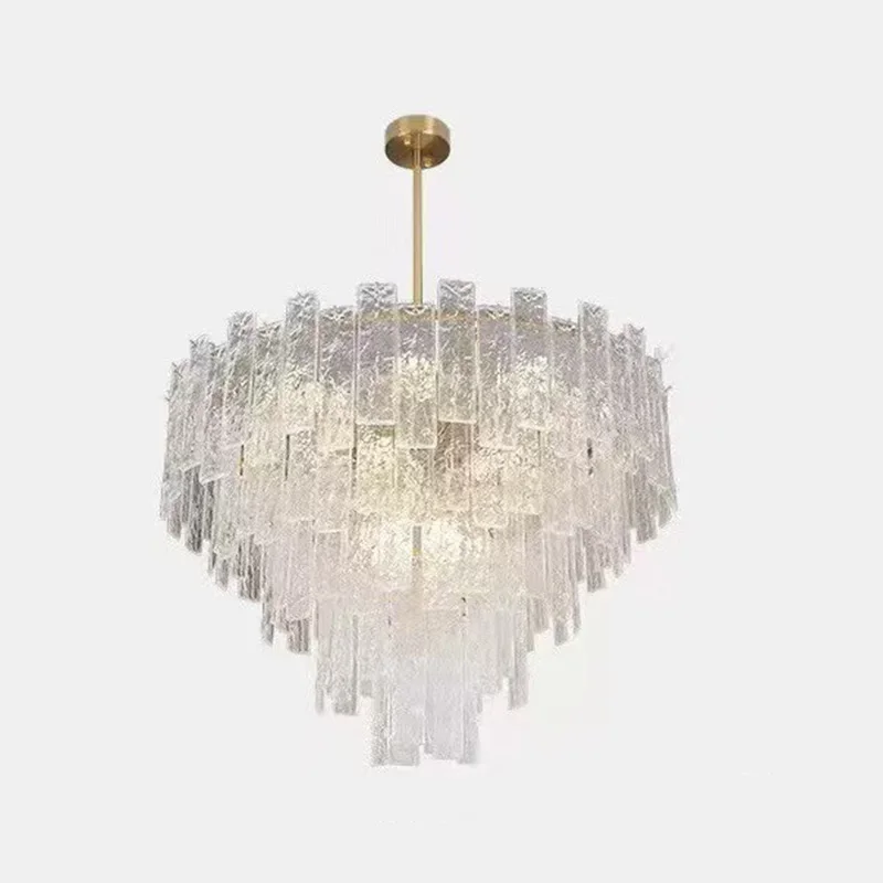 

Italian Design Water Ripple Glass Lamp Gold Metal Lustre 3 Color Dimmable Ceiling Lighting