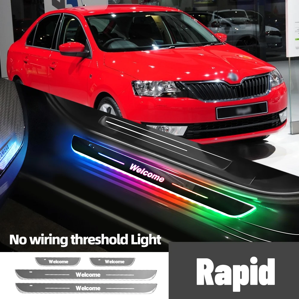 For Skoda Rapid NH1 NH2 NH3 2012-2019 Car Door Sill Light Customized Logo LED Welcome Threshold Pedal Lamp Accessories