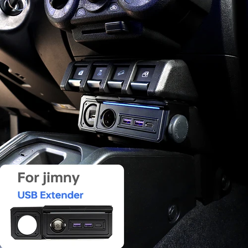 Imagen 1 del producto Para Suzuki Jimny 2019 2020 2021 2022 2023 Control Central de coche expande puerto de carga USB tipo C con accesorios de luz de ambiente