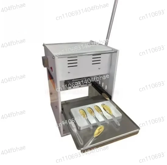 Manual/automatic honey spoon filling and sealing machine for aluminum foil lunch boxes and coffee capsules