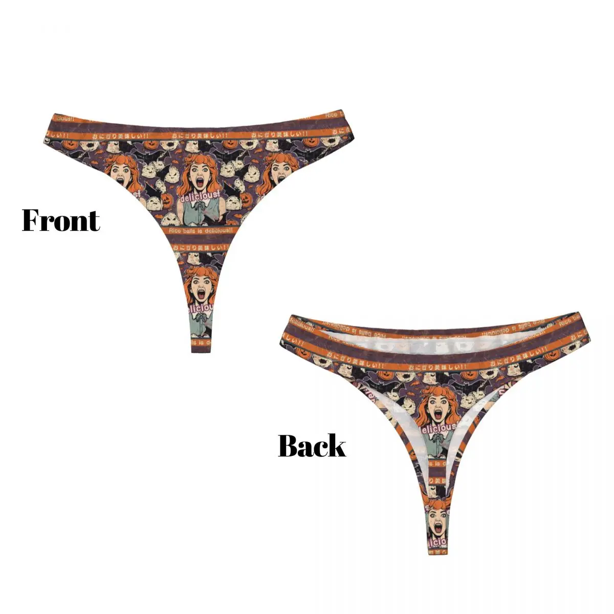 Custom Rice Balls Is Delicious! Halloween Girl Version G-string Panties Breathable Women Stretch Thongs Comfort Underwear