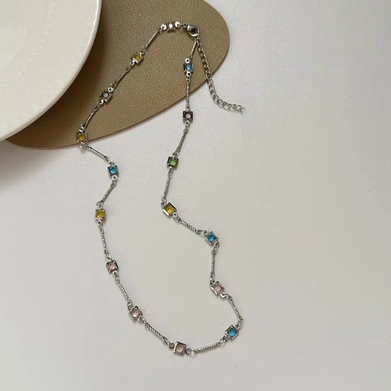 Silver Color Irregualr Choker Necklace for Women Crystal Clavicle Chain Necklace Wholesale Jewelry