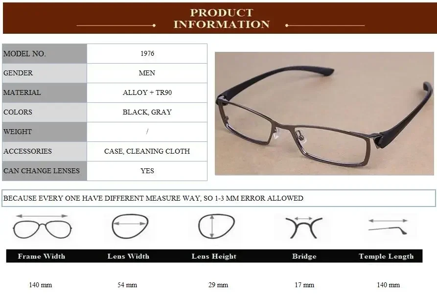 Chashma Men Titanium Alloy Metal Eyeglasses Full Frame Ultra Light Myopia Glasses Frame