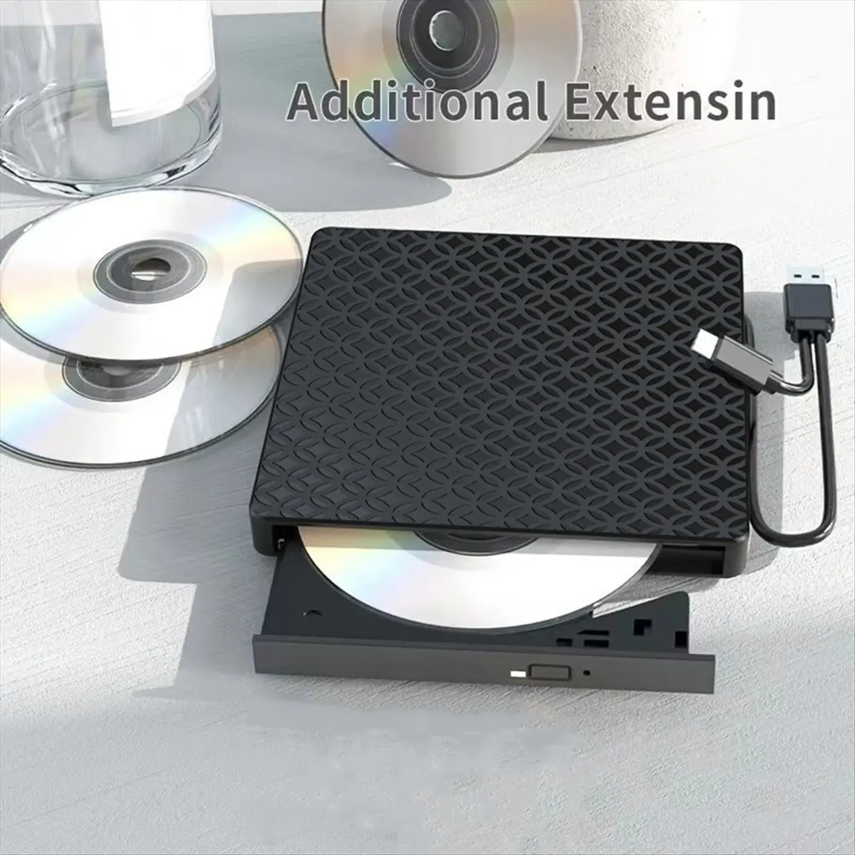 HAPPYDAY~ Multifunctional External CD/DVD Drive Burner Black with SD/TF & USB3.0 Slots Optical Drive for PC Laptop