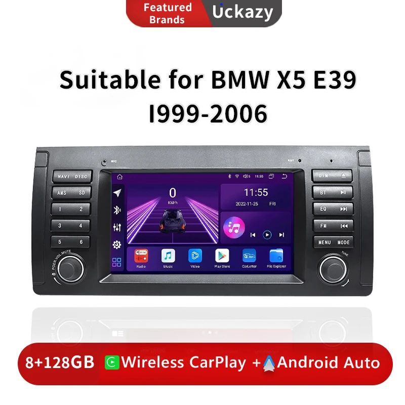 Uckazy 2 din Android 13 Car Multimedia Player For BMW X5 E53 E39 M5 1996-2003 Radio GPS Navigation Stereo Audio Head unit 4G