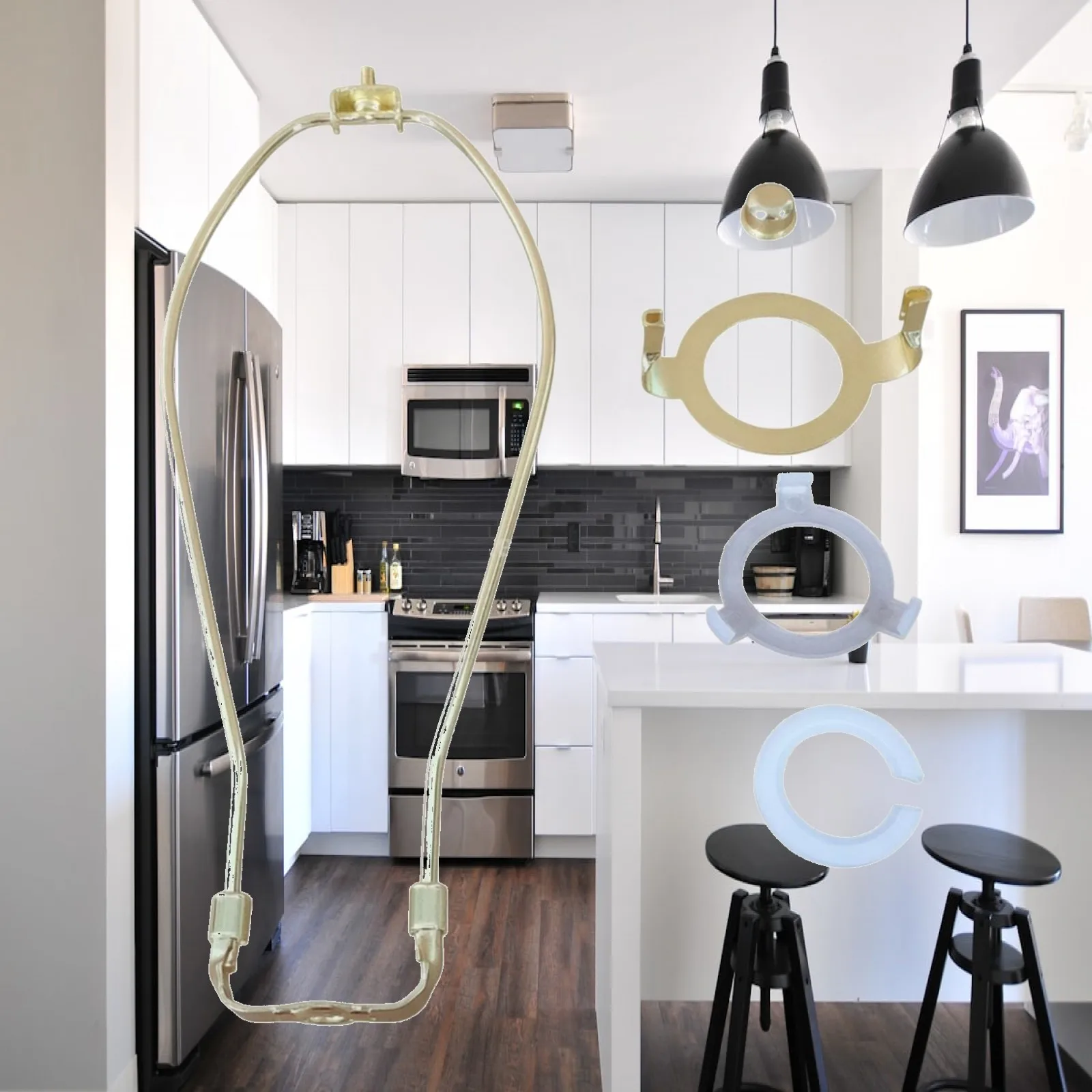 Iron Plastic Floor Lamp Fixture Mount with Safety Lantern Bracket Ring for Table Lamp Stand and Pendant Light Accessory Parts
