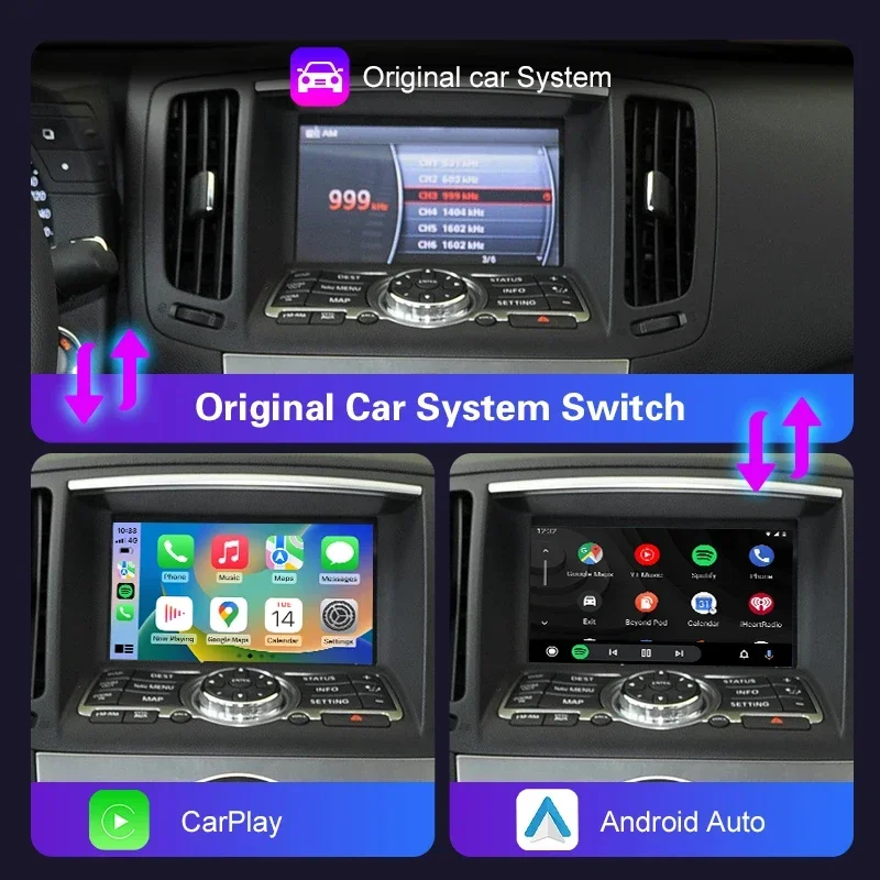 Wireless CarPlay Android Auto for Nissan Pathfinder/Infiniti QX50/QX60 FX/G Series G37/G35/G37s MirrorLink AirPlay Navigation