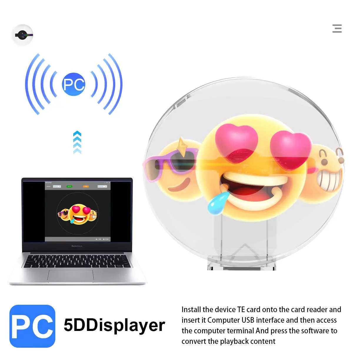 

3D Advertising Machine Support Audio Playback Desktop Holographic Projector Remote Control Imaging Hologram Smart Player