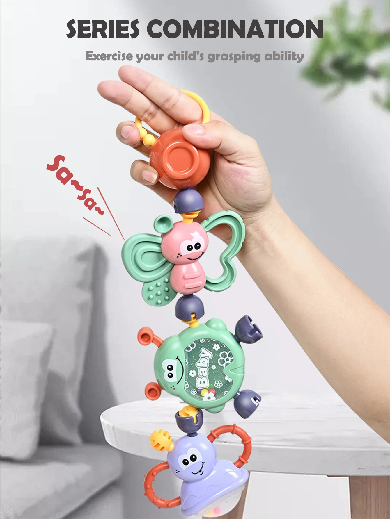 Baby Rattles Baby Teether Cat Box Toys Set Newborn Early Educational Sensory Play STEM Boy Girls Gift for Infant Chewable Gift