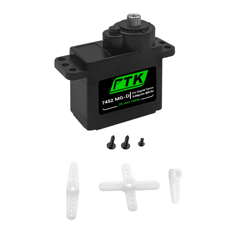 PTK 7452 MG-D 9g Servo ingranaggio digitale in metallo per EPP F3P aliante RC modello di auto elicottero aereo Hitec HS-65 stesso livello