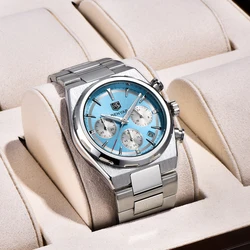 BENYAR 2024 new men's watch 43mm luminous dial 30 meter waterproof men's quartz watch running second chronograph