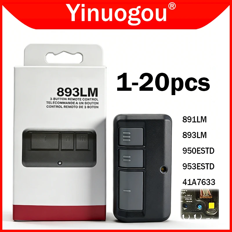New 891LM 893LM 950ESTD 953ESTD 41A7633 Garage Door Remote Control Opener 310MHz 315MHz 390MHz for Yellow Learn Button Motor