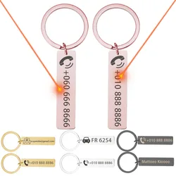 Engraved Customized Key Chains for Car  Plate Number Personalized Gift Key Chain Ring Men Women Minimalist Stainless Steel