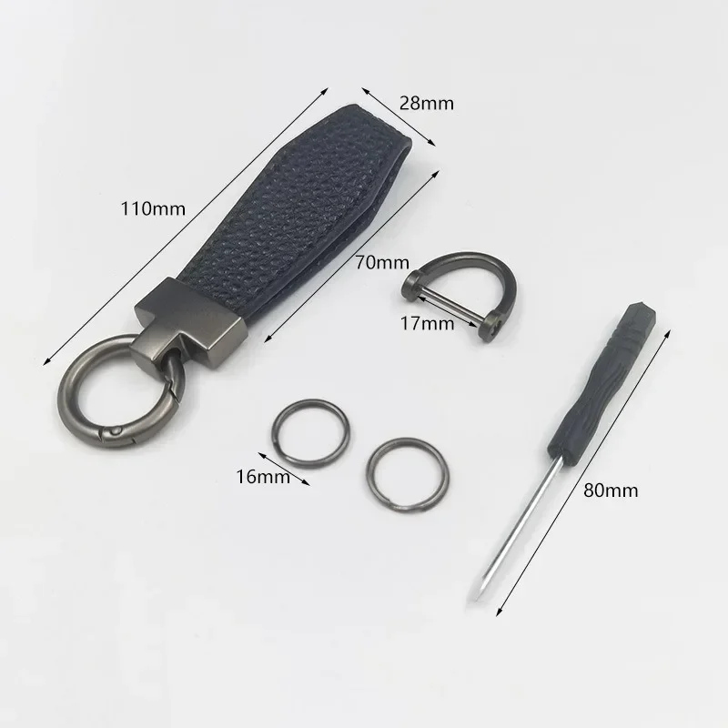 Vintage Custom Logo Lichee Pattern T Buckle Metal PU Leather Keychain Personalize Car Logo Key Chain Laser Engrave Name Keyring