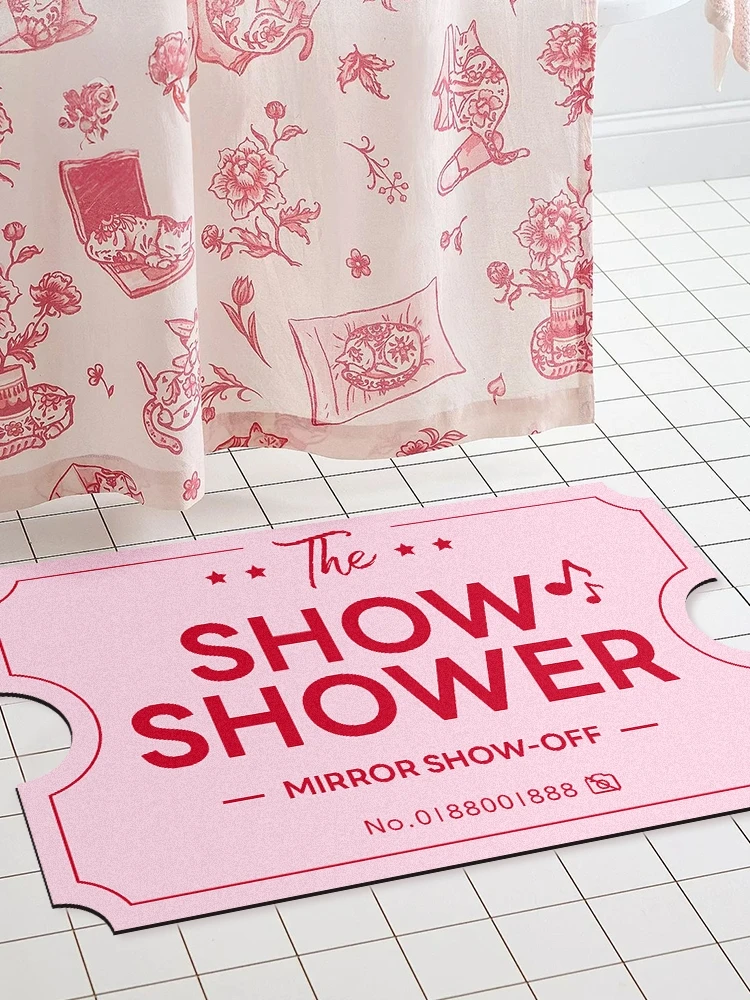 

Pink Absorbent Napa Leather Batoom Mat Concert Tiet Girl Heart Slip-resistant Home Decor Modern Sle hine Waable