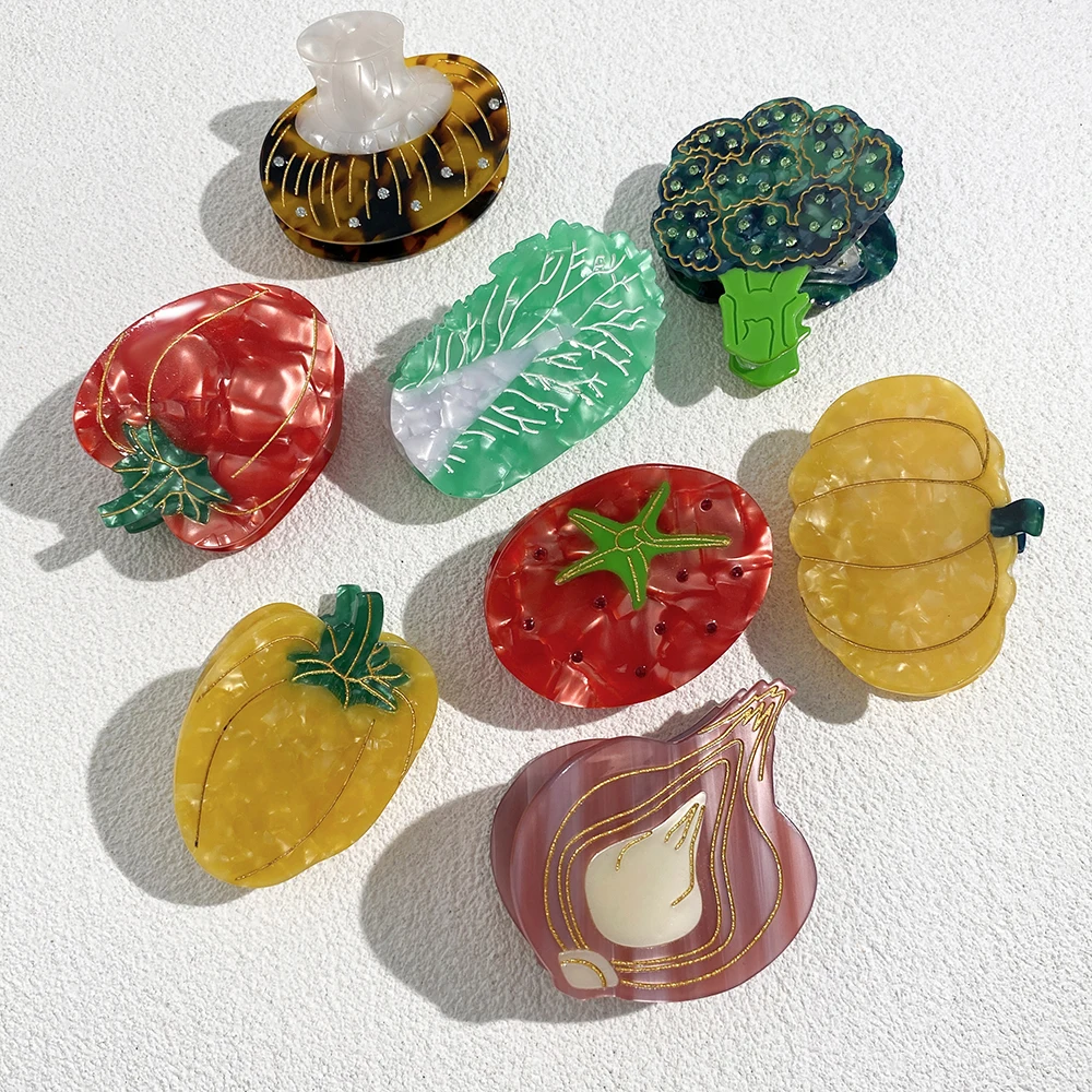 موضة خلات الخضار حجر الراين الفلفل الحار Cauliflower القرش مشبك شعر مخلب للنساء جديد هندسي دبوس الشعر أداة اكسسوارات الشعر