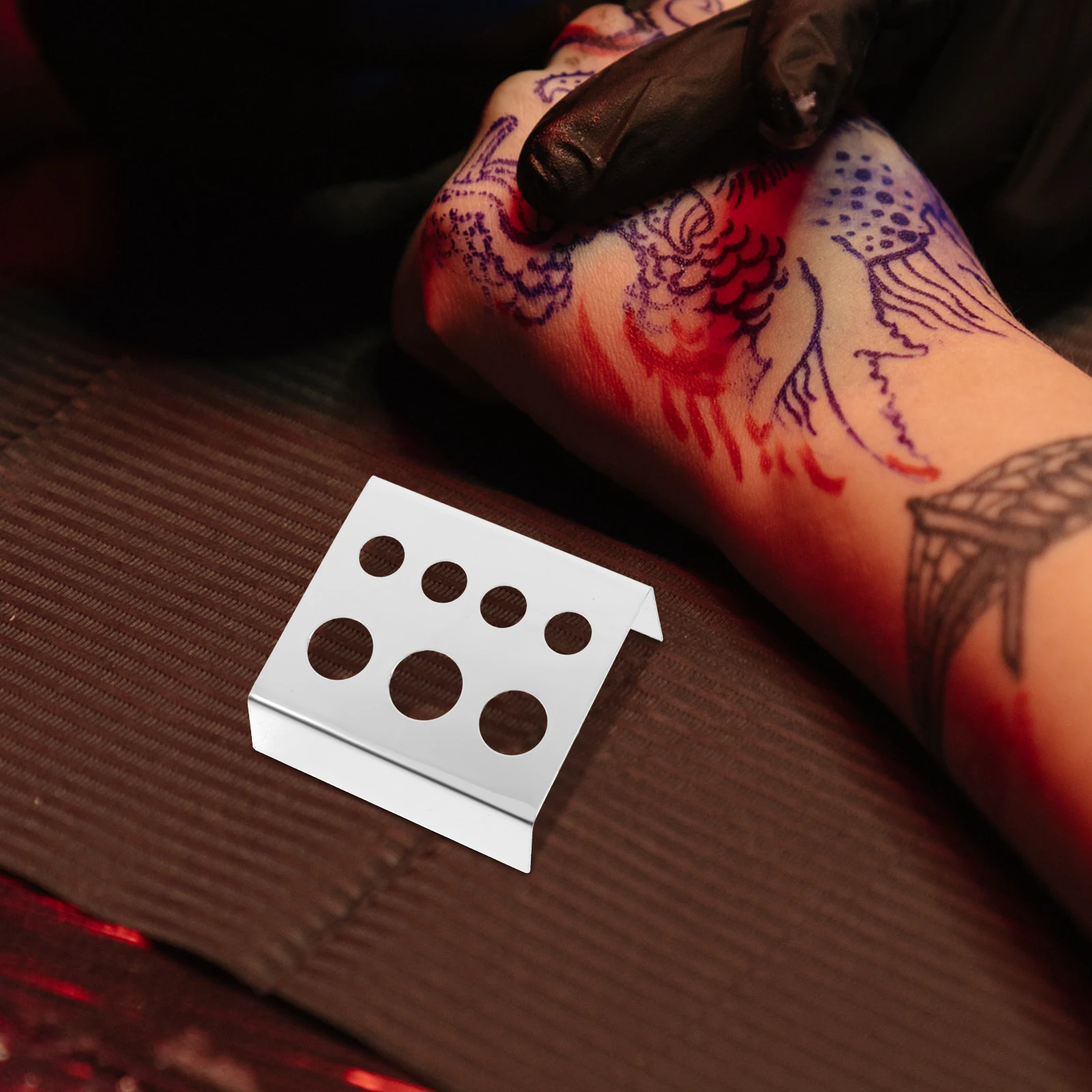 

Stand Stainless Steel Color Rack Multiple Holes Cup Holder Tattoos Beauty Accesories