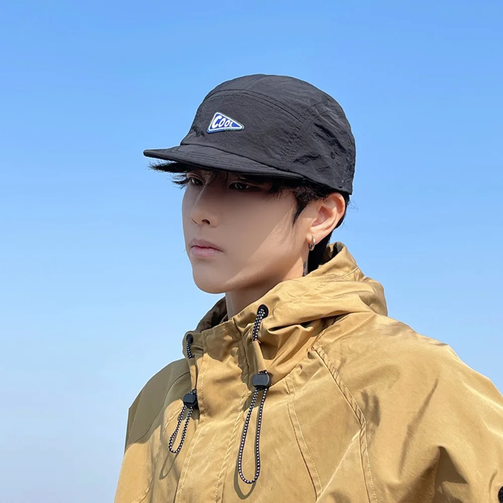

Retro Korean Style Short Brim Baseball Hat Quick Drying Sunscreen Letter Baseball Cap Soild Color Cotton Peaked Cap Girls