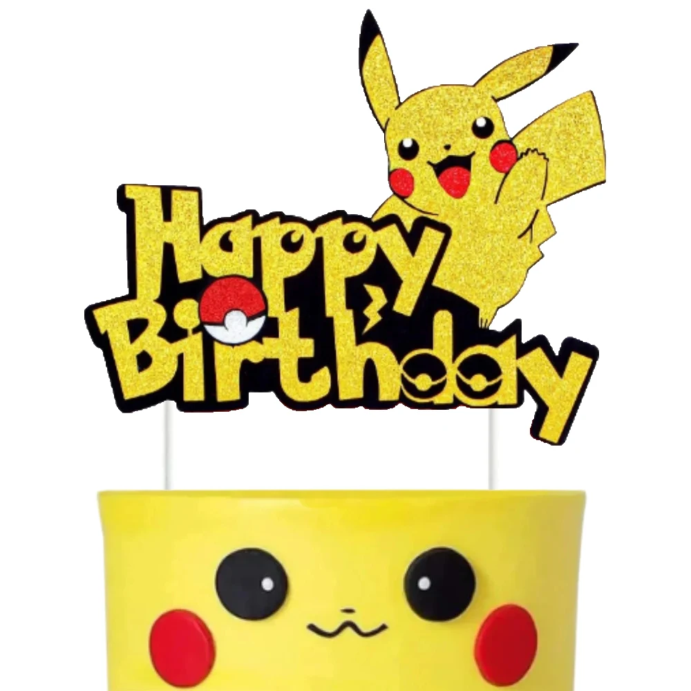 Pokemon Baby Shower Cake Topper Poke Ball Birthday Party Decoration Pikachu Anime Wedding Decor Happy Birthday Party Supplies