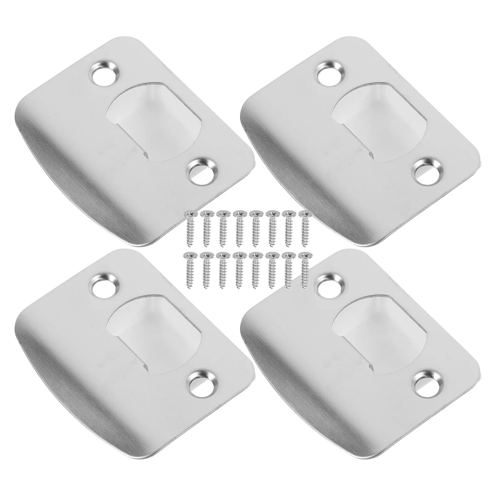 

4Sets Lock Strike Plates Stainless Steel Door Reinforcement Plate Buckle Plates Deadbolt Installation Kit for Wood Door Security