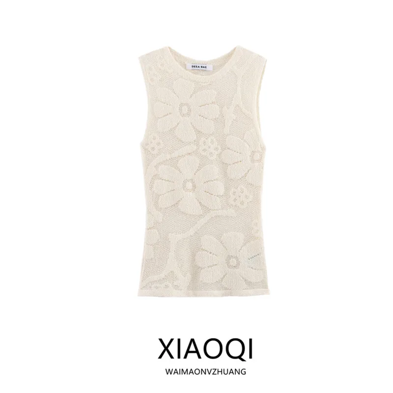 เสื้อถักลายดอกไม้ใหม่ ฤดูใบไม้ผลิ/ฤดูร้อน 2025 ทรงเอ ความยาวปกติ เนื้อผ้านุ่ม สไตล์แฟชั่นผู้หญิง คอกลม