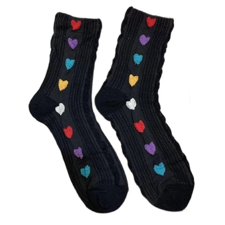 Funny Loving Colorful Heart Pattern Cotton Men Women Crew Sock Street Tide Crew Socks Gift Men Husband Cute Socks Novelty Funky