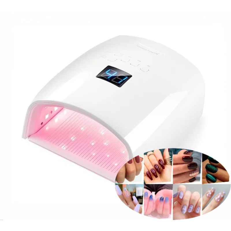 โคมไฟยูวี LED สำหรับทำเล็บแบบชาร์จไฟได้ 66W ไร้สาย สำหรับมืออาชีพ เหมาะสำหรับทำเล็บเจล ใช้ในบ้านและร้านเสริมสวย (สีขาว)