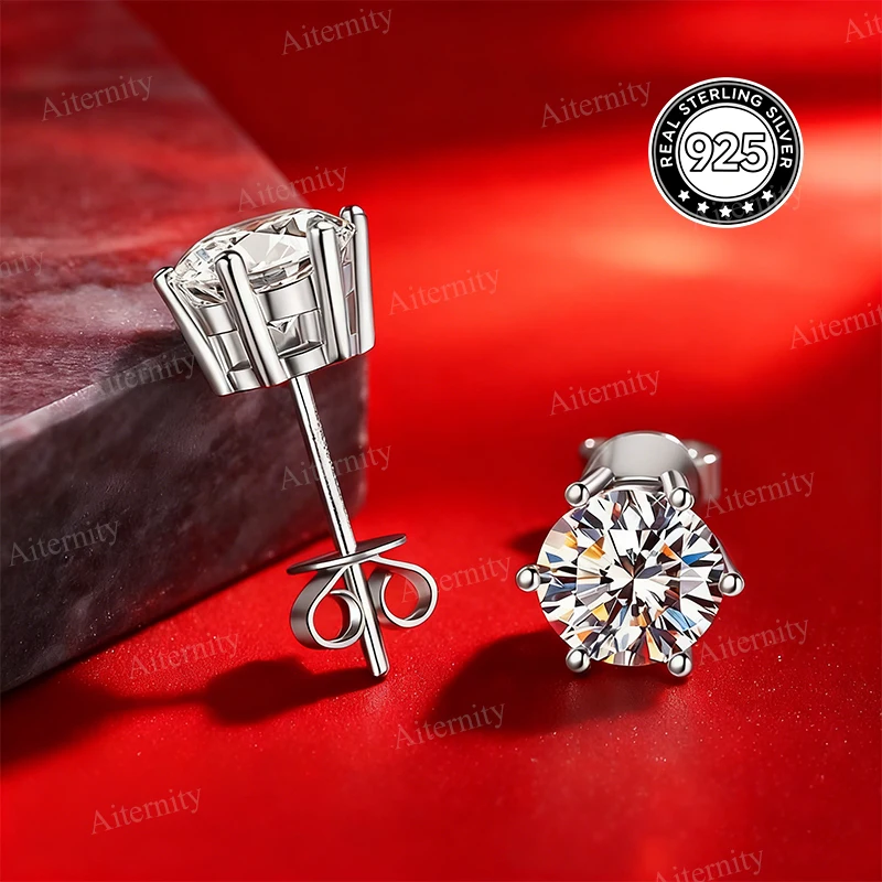AITERNITY Boucles d'oreilles classiques en Zircon moissanite, en argent sterling 925, plaqué diamant de laboratoire, bijoux de mariage, cadeau d'anniversaire