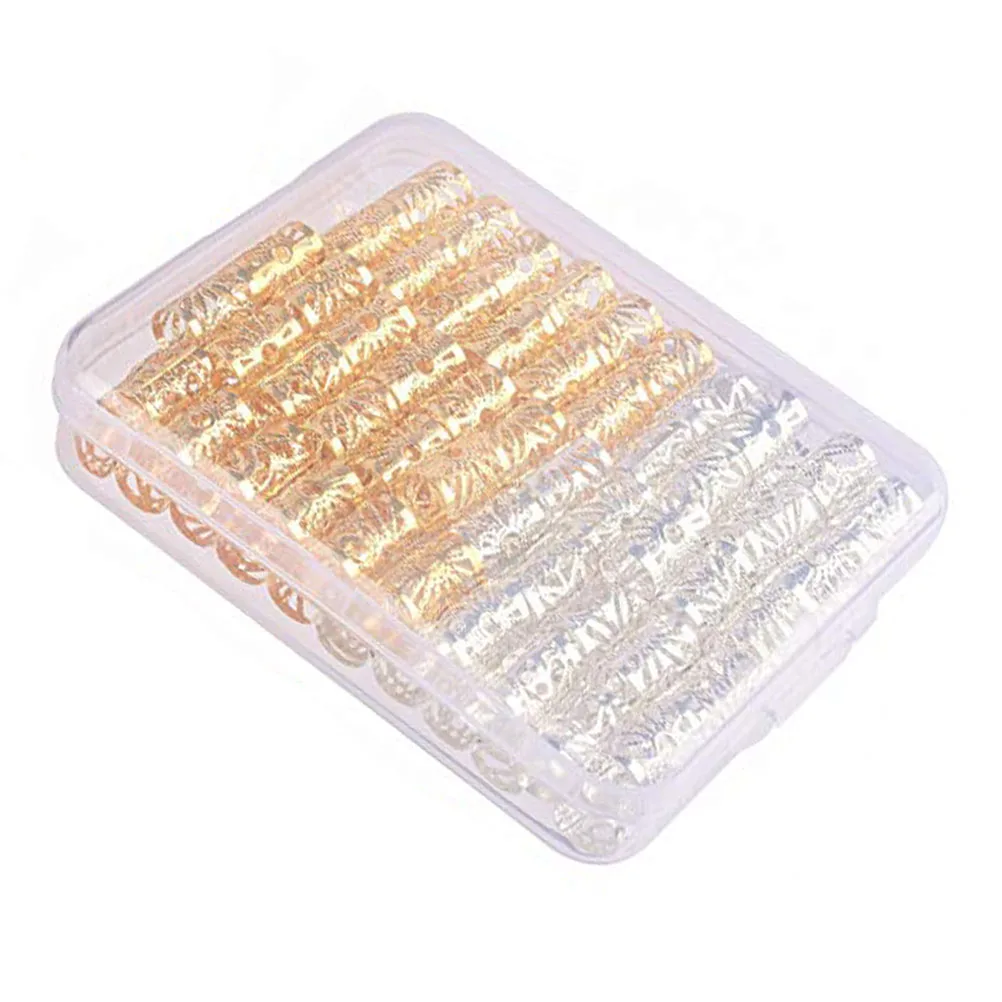

100pcs Dreadlock Beads Delicate Hair Cuffs Multiple Hair Decoration Braiding Hair Braid Jewelry(Golden and Silver)