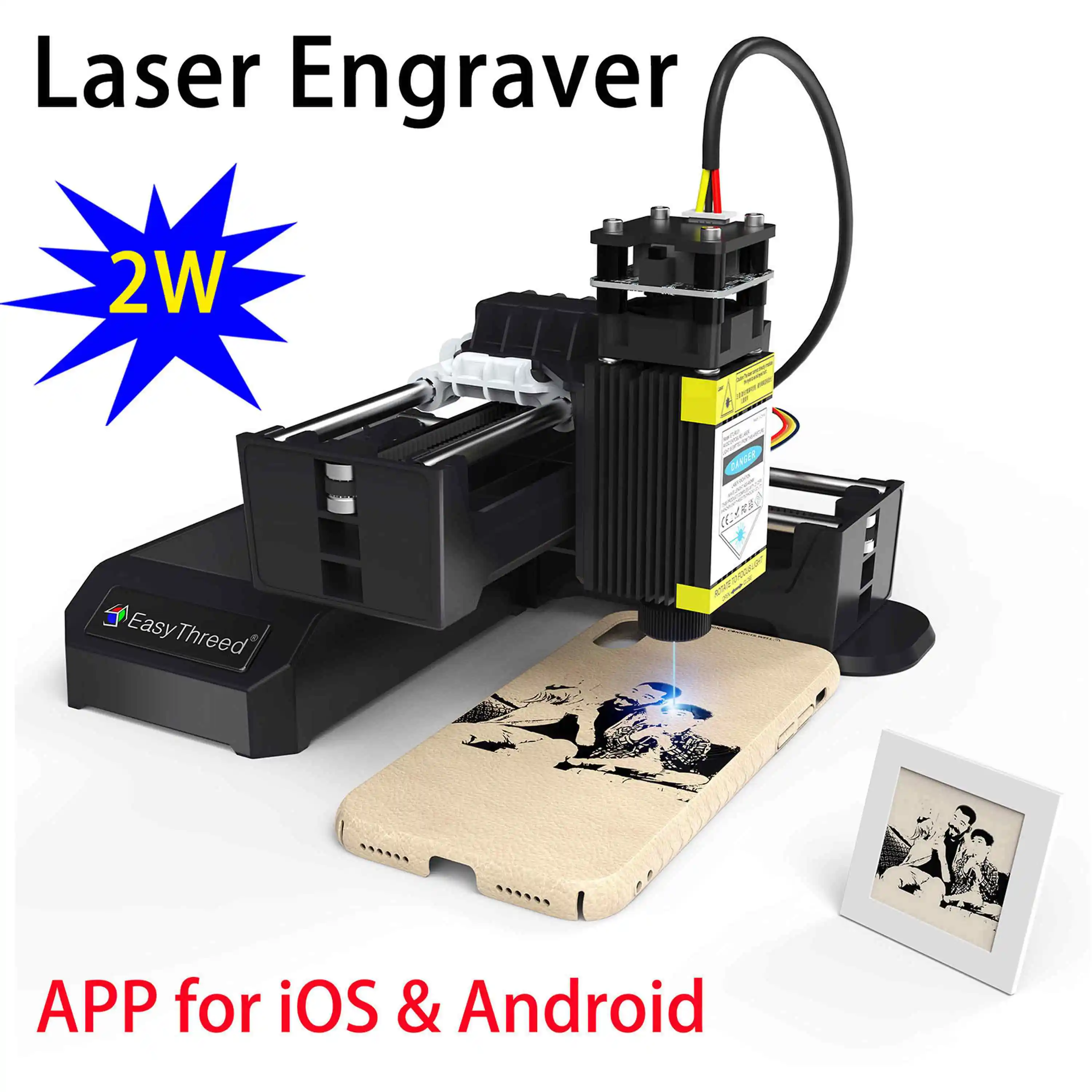 

EasyThreed Laser Engraver 0.5W Entry Level Beginners Mobile APP Bluetooth connectivity DIY Creative Engraving Area 100x100mm