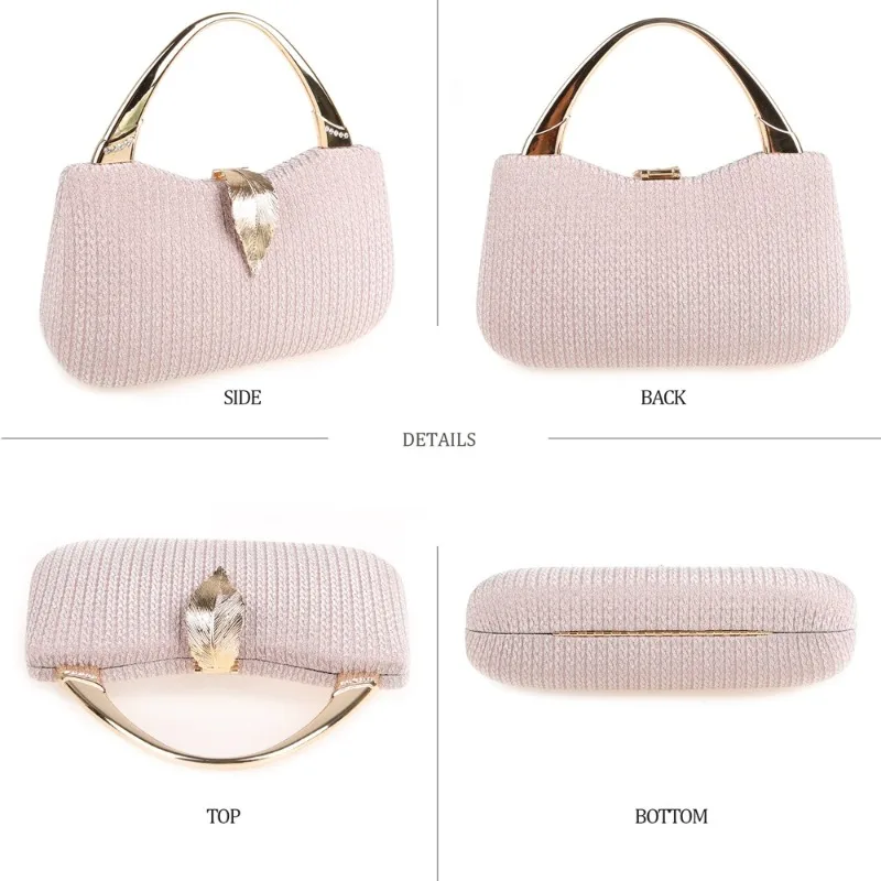 Sweet Baby Pink Evening Bags for Women New Shinny Shell Prom Party Box Bag Fashion Metal Handle Dinner Purse Formal Handbag Blue - view 6