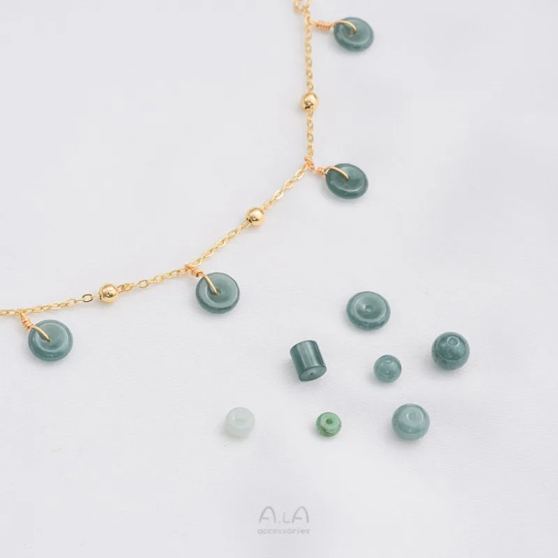 Natural Jadeite Multi-pearl Beads Floating Abacus Bucket Separated Beads Safety Buckle Pendant Jade Loose Beads Accessories