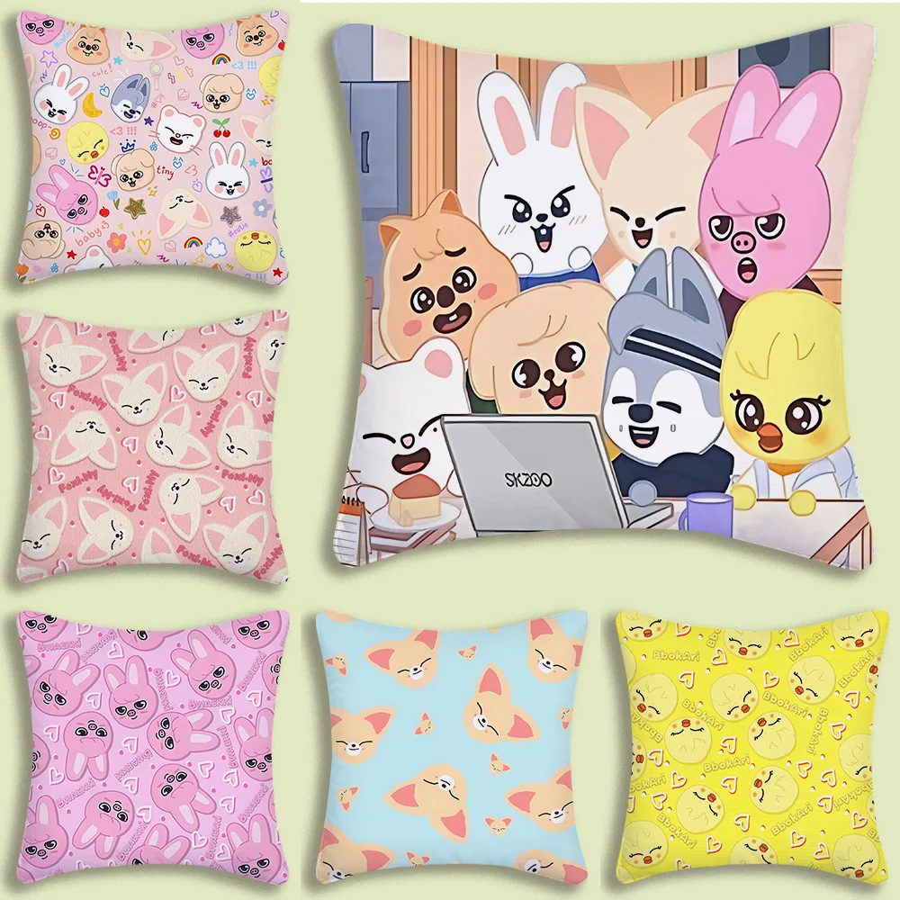 Sevimli karikatür s-strays k-çocuklar yastık kapakları karikatür kanepe dekoratif ev çift taraflı baskı kısa peluş sevimli minder örtüsü