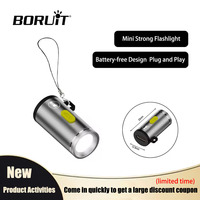 BORUiT Mini LED Flashlight High Brightness Portable Torch Type-C Rechargeable Compact Light for Travel Outdoor Camping & Hiking