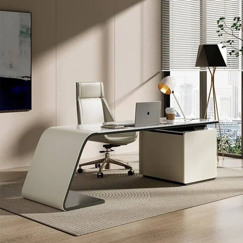 

Light Luxury Slate Table Italian Minimalist Office Desk and Chair Combination Modern Minimalist Study Escritorios Gaming